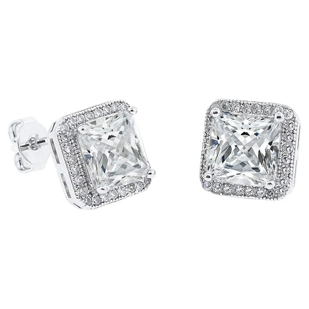 18k Rose Gold Plated CZ Stud Earrings