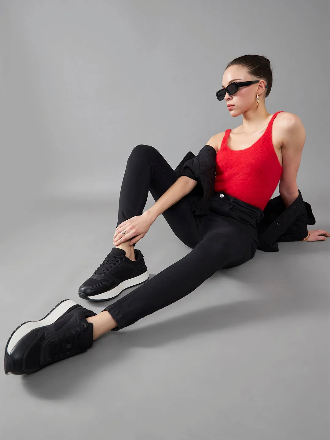 24/7 Comfort Black Super Skinny High-Rise Stretchable Denim Jeans