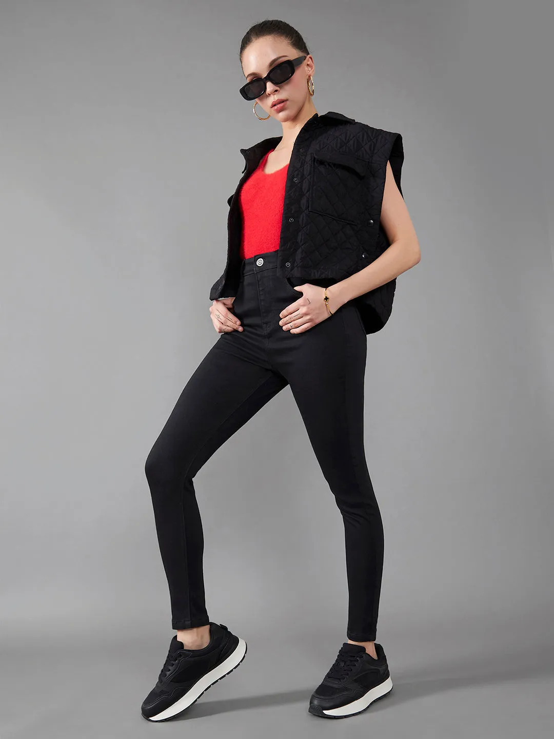 24/7 Comfort Black Super Skinny High-Rise Stretchable Denim Jeans