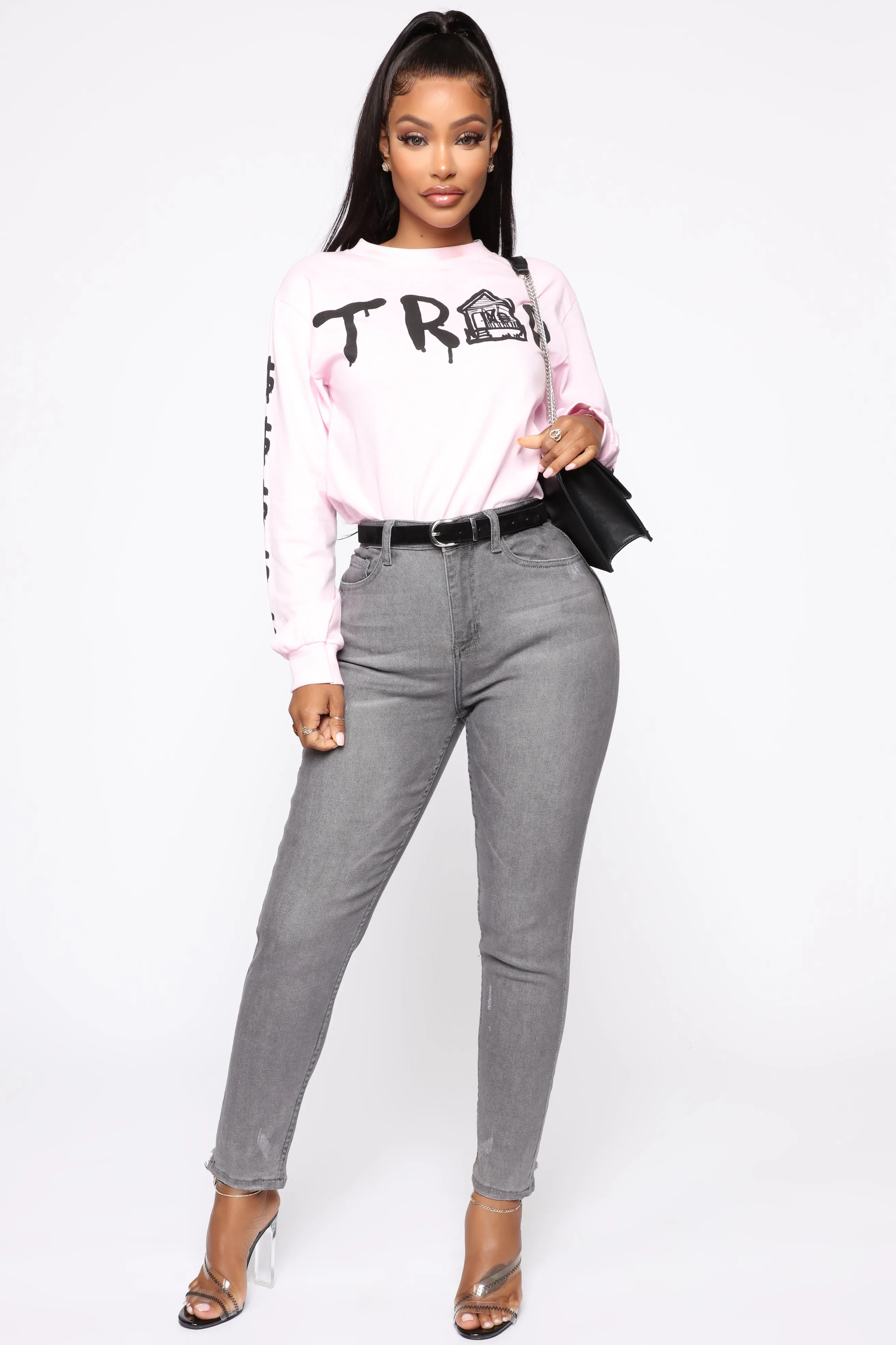 Admire Me High Rise Jeans - Grey