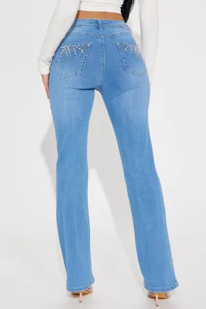 All The Right Things Stretch Embellished Bootcut Jeans - Medium Wash