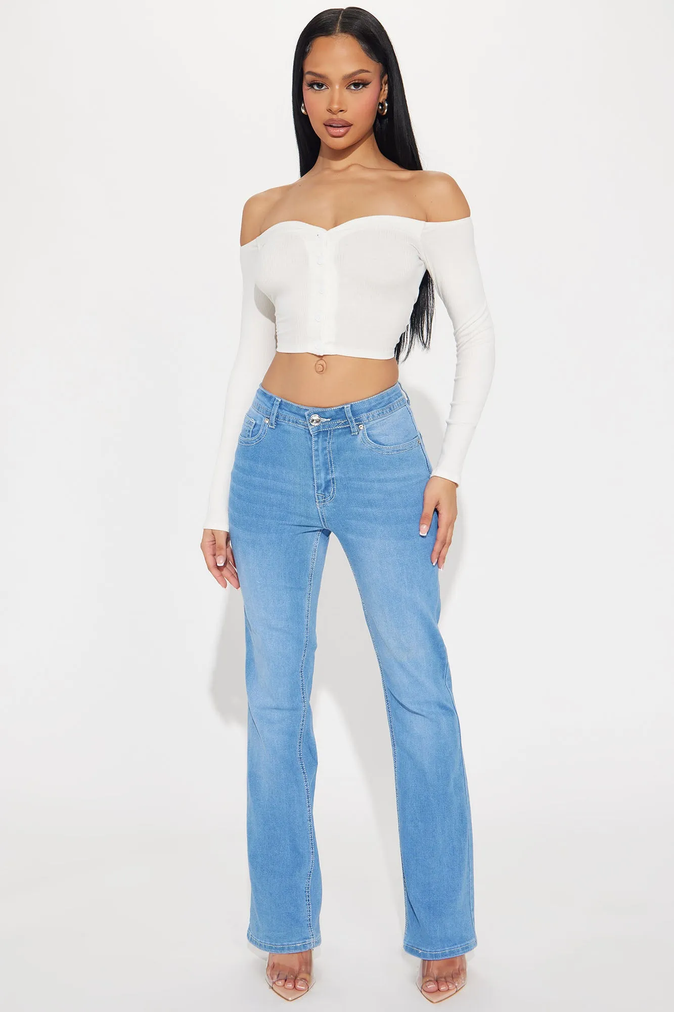 All The Right Things Stretch Embellished Bootcut Jeans - Medium Wash