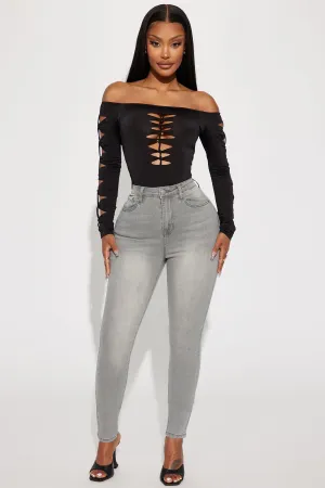 Audrey High Rise Stretch Skinny Jeans - Grey