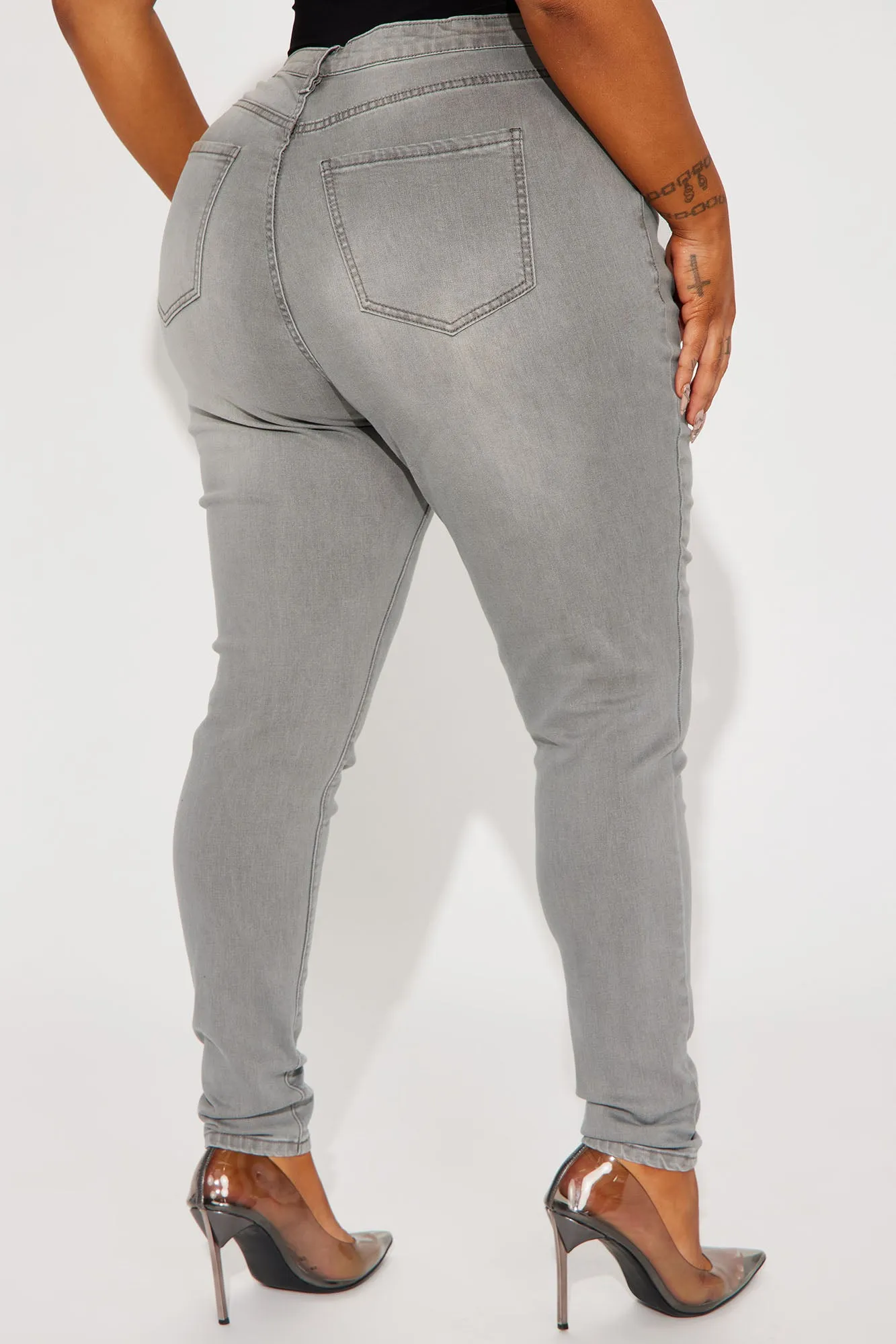Audrey High Rise Stretch Skinny Jeans - Grey