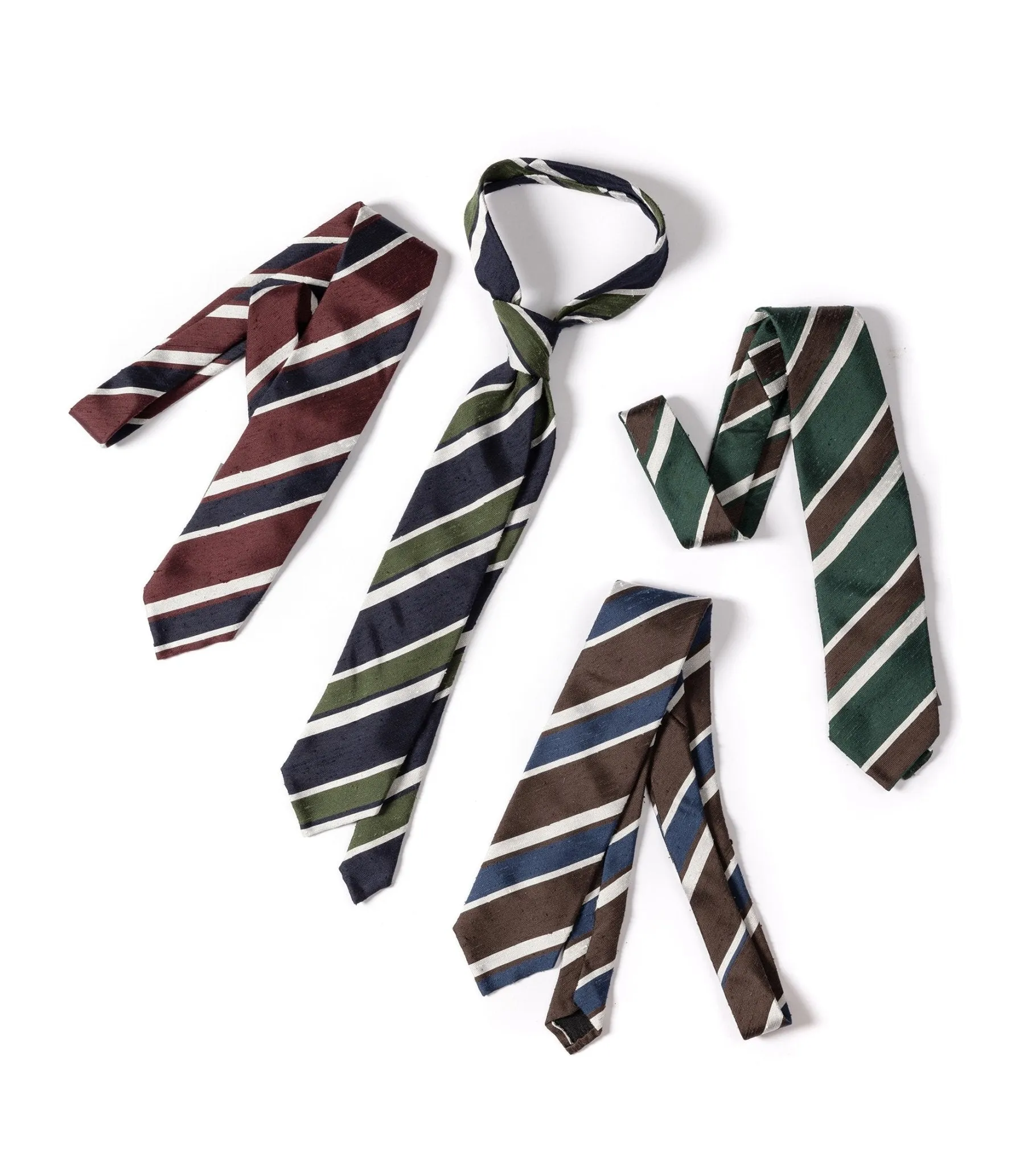 Bigi Shantung Silk Stripe Tie: Burgundy/Navy
