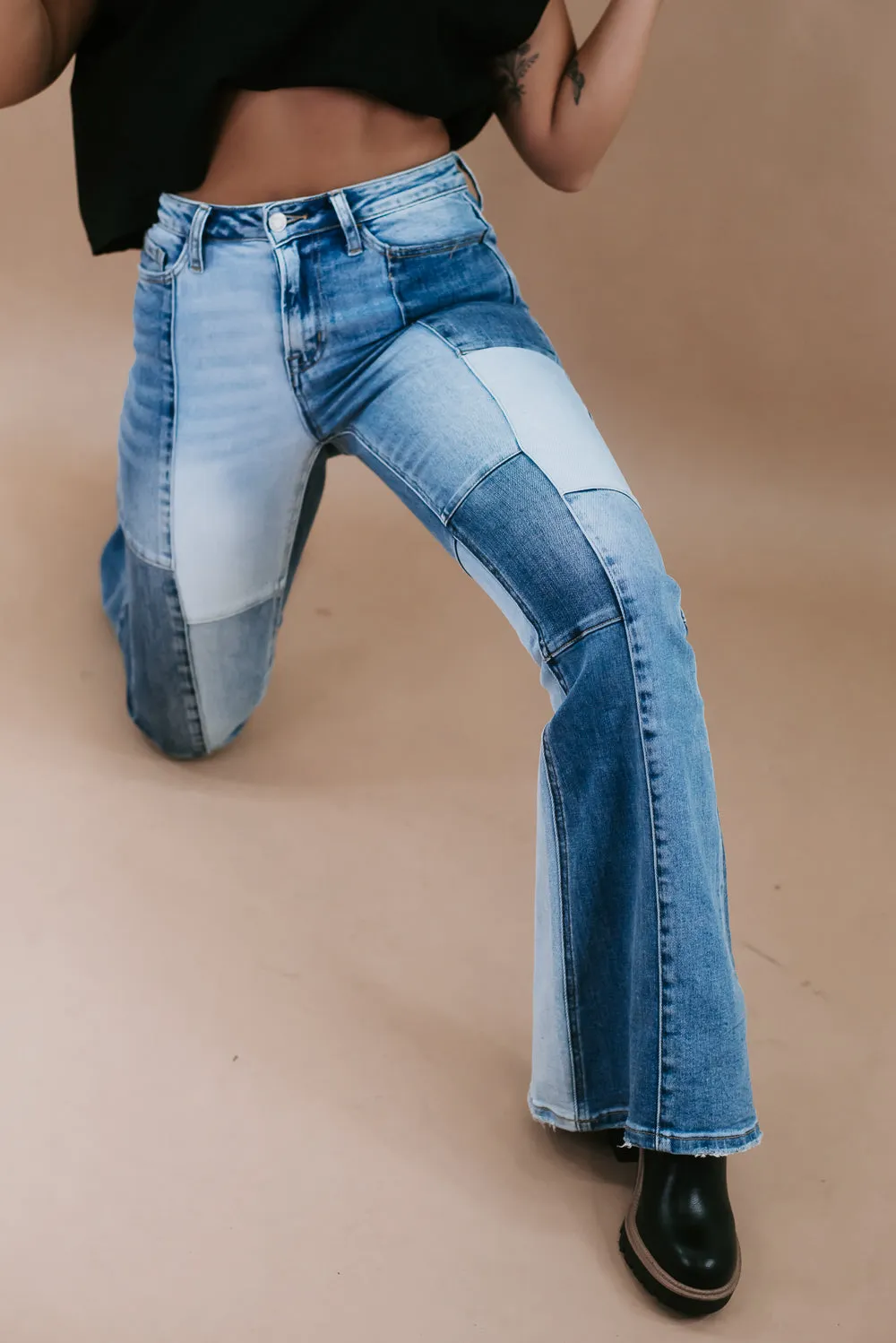 Boone Colorblock Flare Jean, VERVET Multi