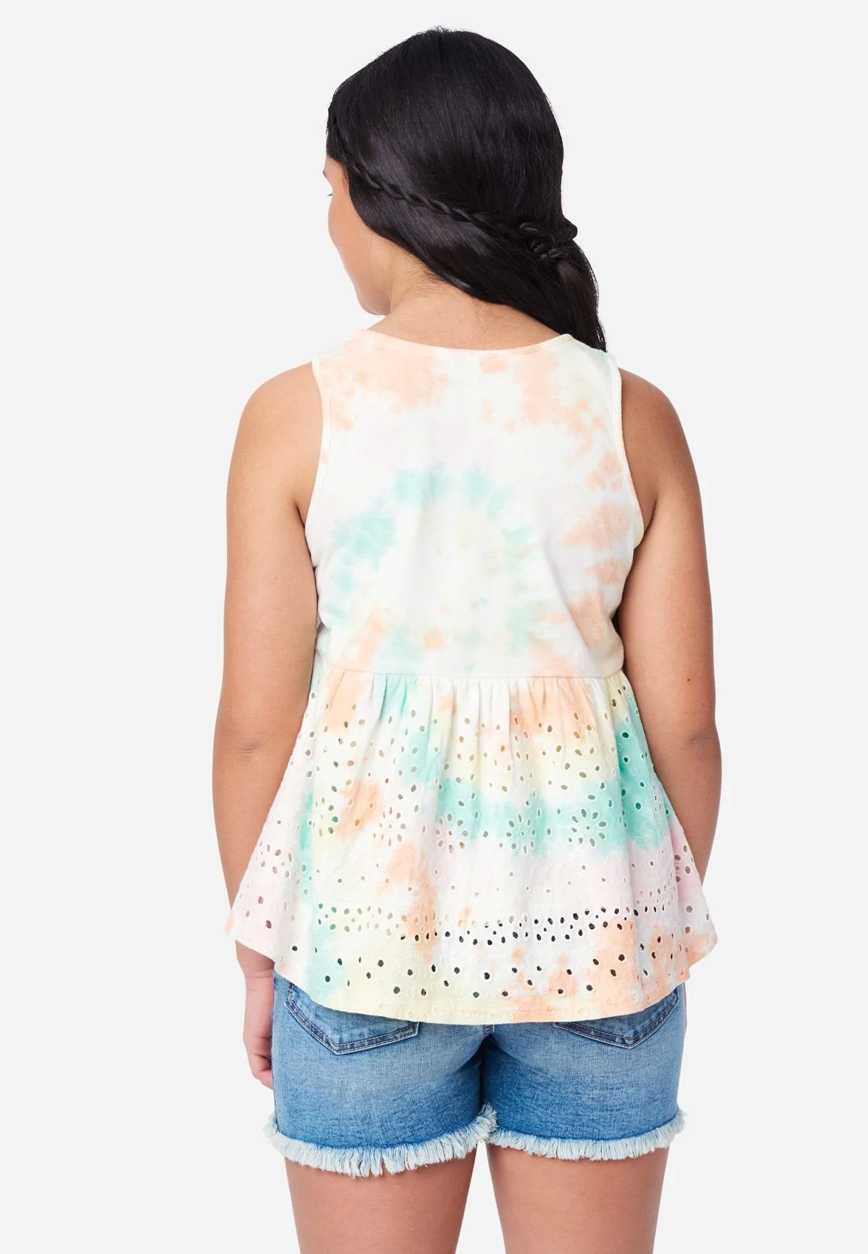 Eyelet Scoop-Neck Tank