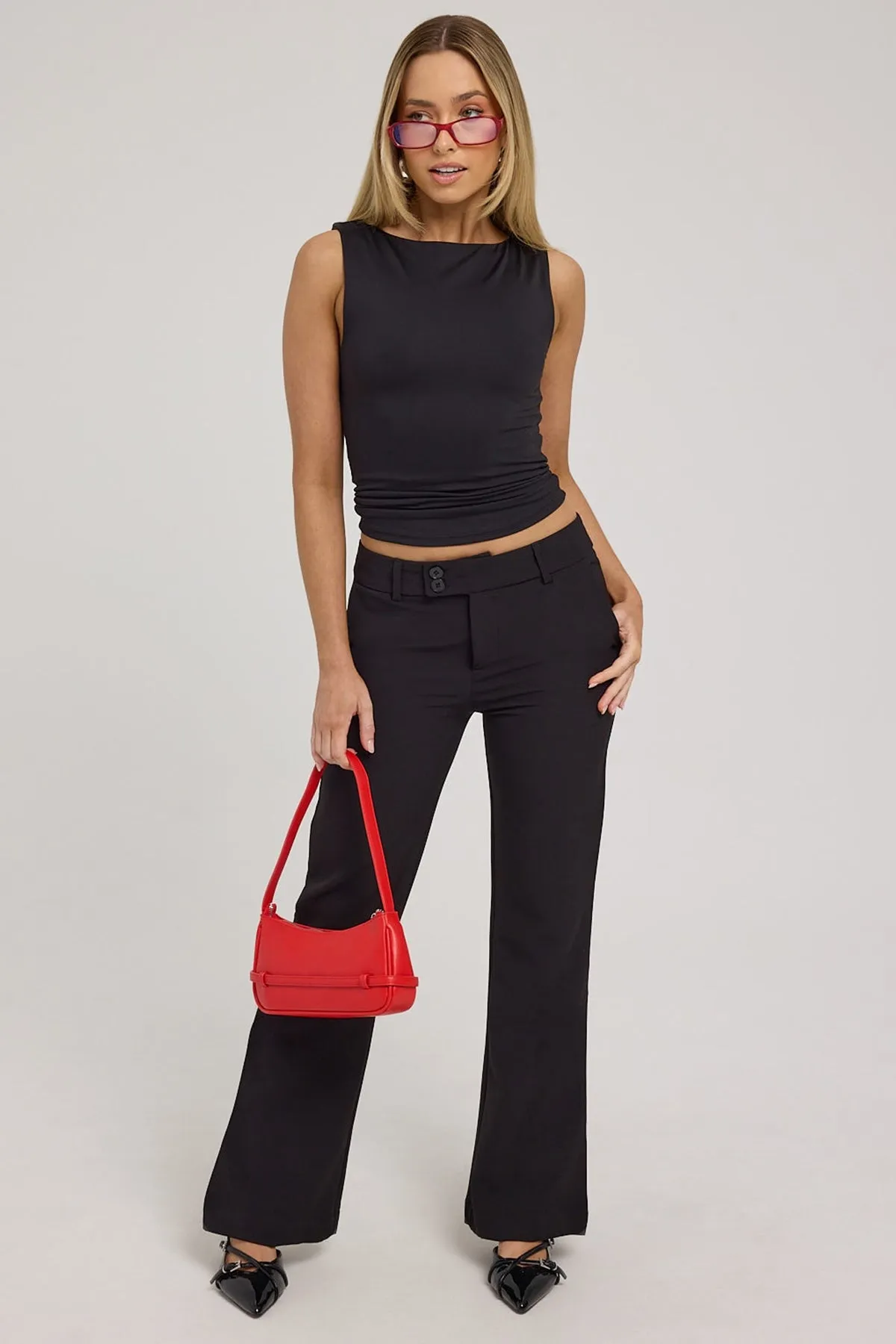 Luck & Trouble Alix Low Rise Bootcut Recycled Pants Black
