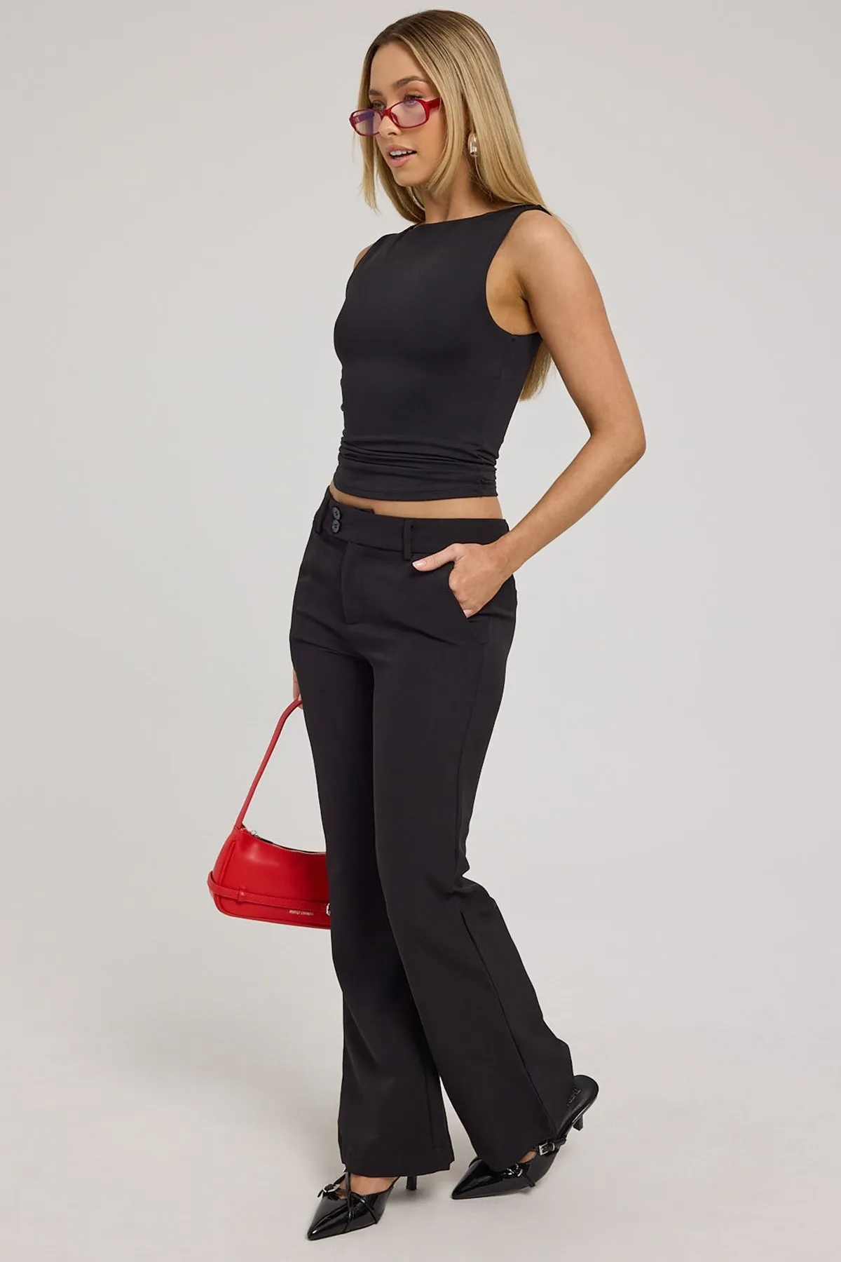 Luck & Trouble Alix Low Rise Bootcut Recycled Pants Black