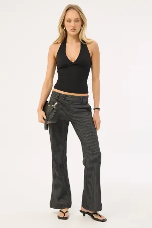 Luck & Trouble Starling Low Rise Bootcut Pant Grey Pinstripe
