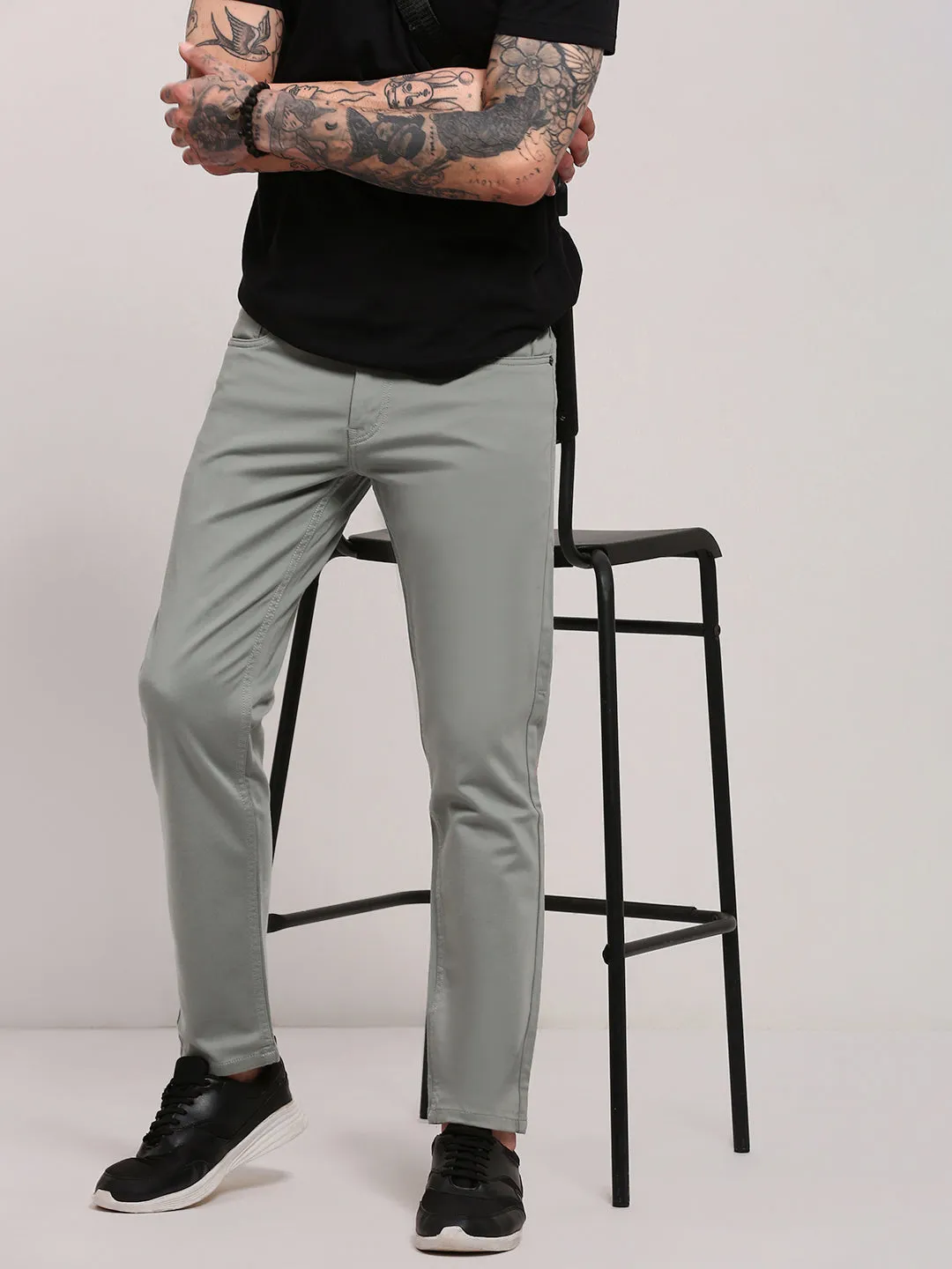 Men Grey Slim Fit Low-Rise Jeans