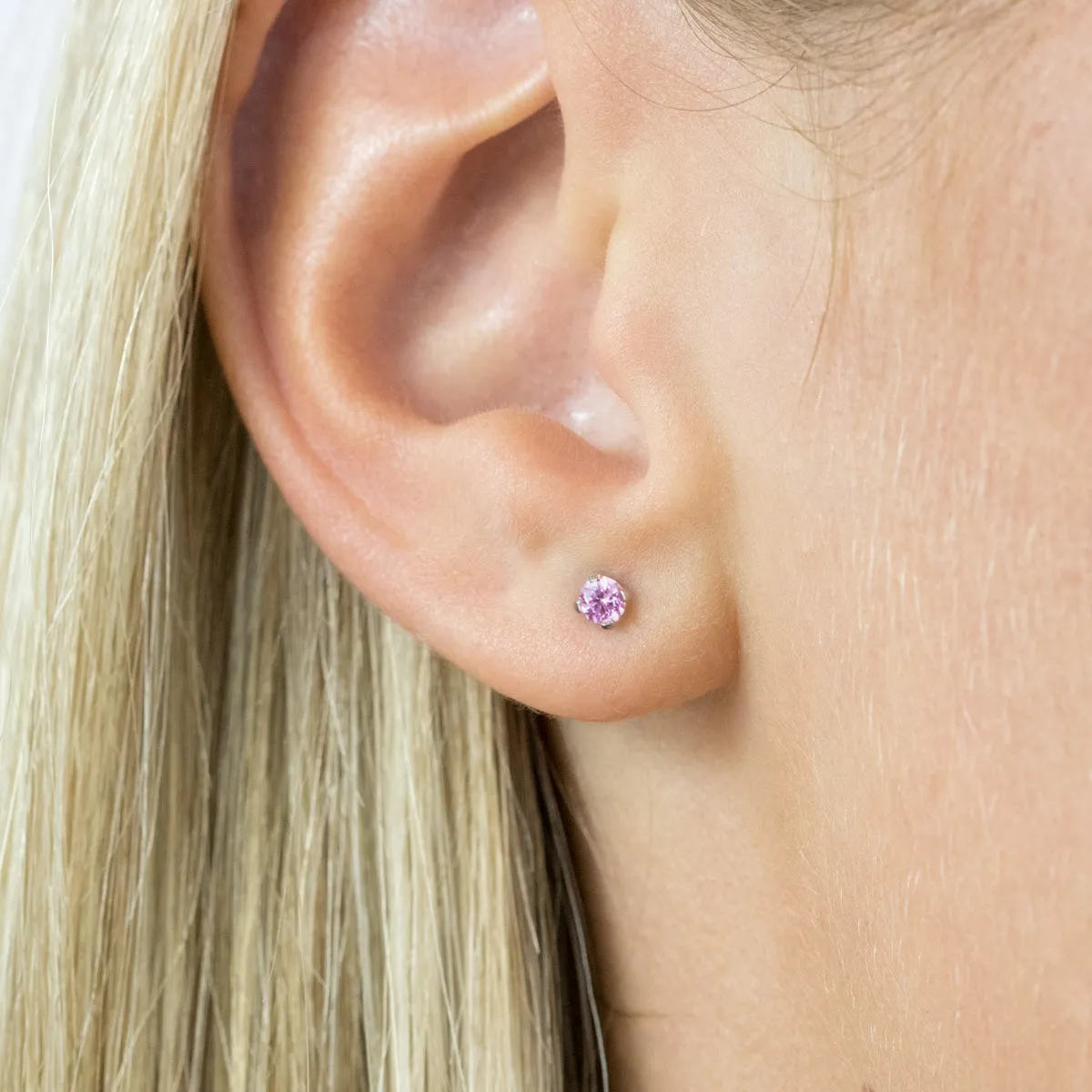 Mini Pink Crystal Stud Earrings