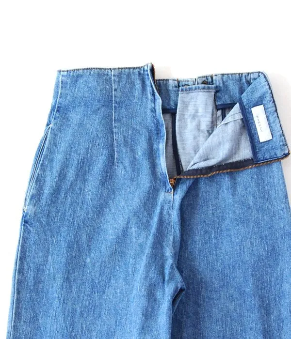 PHEENY/11oz LOOSE DENIM WAIST LACE-UP JEANS(BLUE)