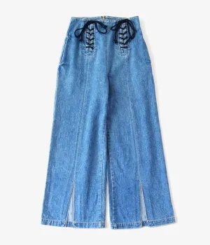 PHEENY/11oz LOOSE DENIM WAIST LACE-UP JEANS(BLUE)