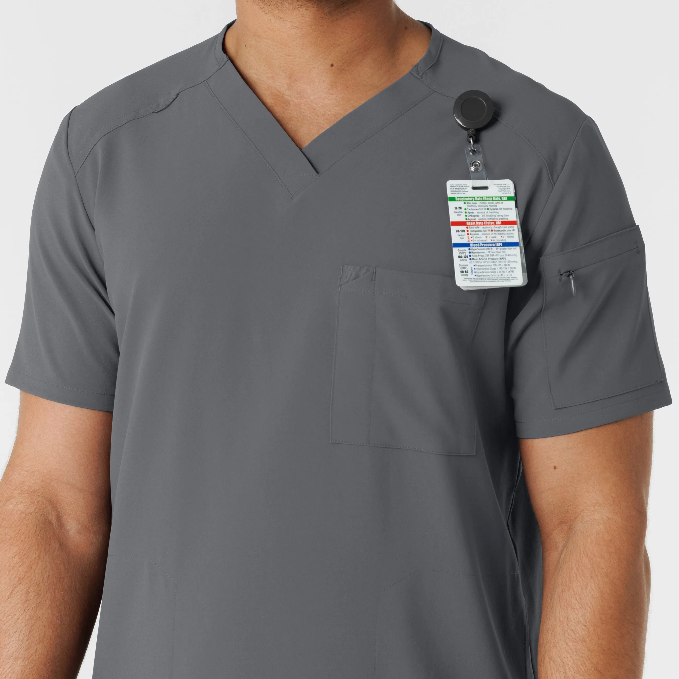 RENEW Men's V-Neck 5 Pocket Scrub Top - Pewter