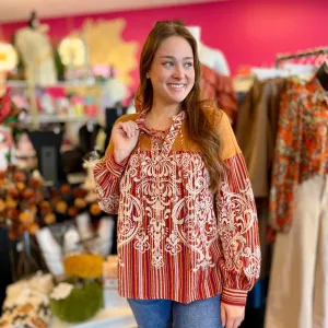 Rust & Ivory Embroidery Top