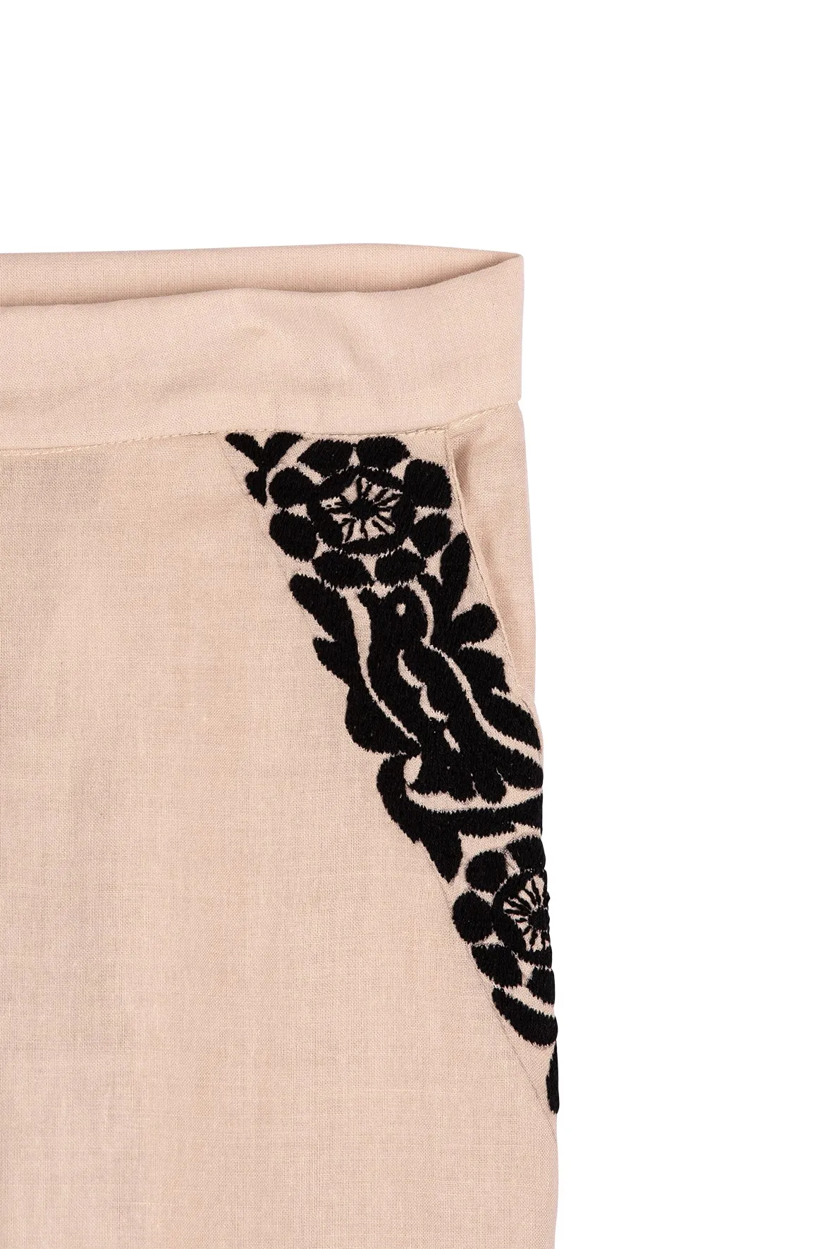 SALE - Gardenia Collection Embroidered Blouse & Pant Set from Mexico- Neutral and Black