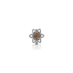 Silver Center Golder Rose with Flower Design Ring for Girls