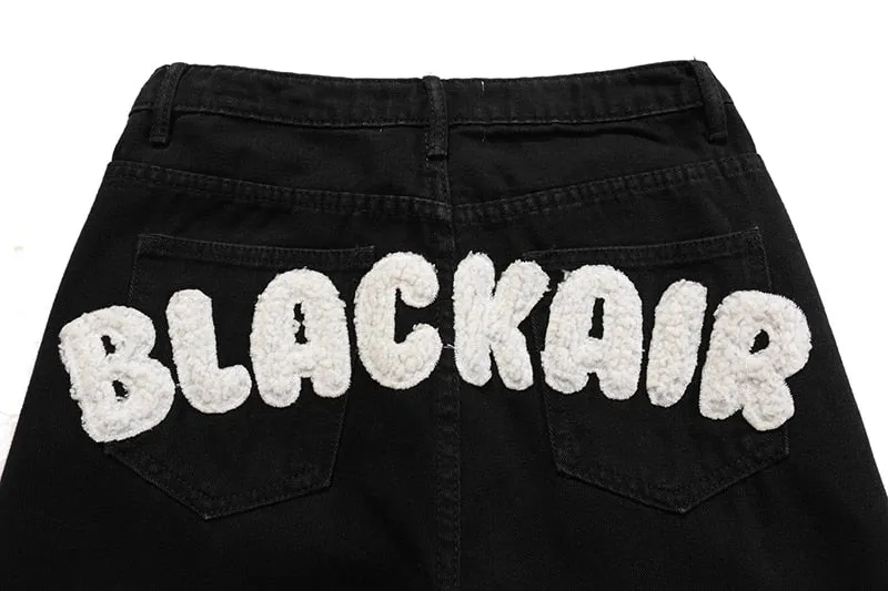 Star Skull Patchwork Straight Jeans