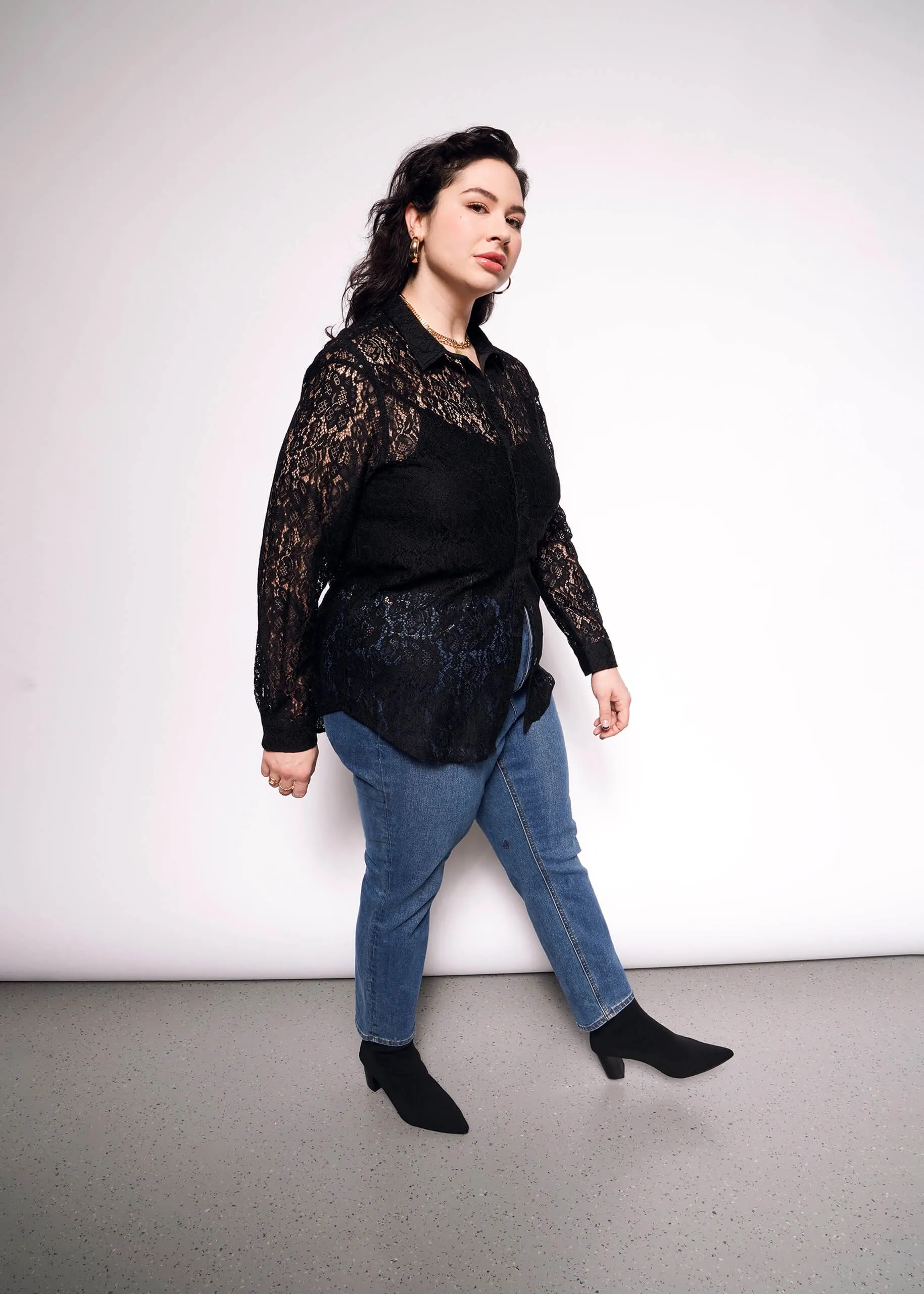The Empower Lace Long Sleeve Button Up