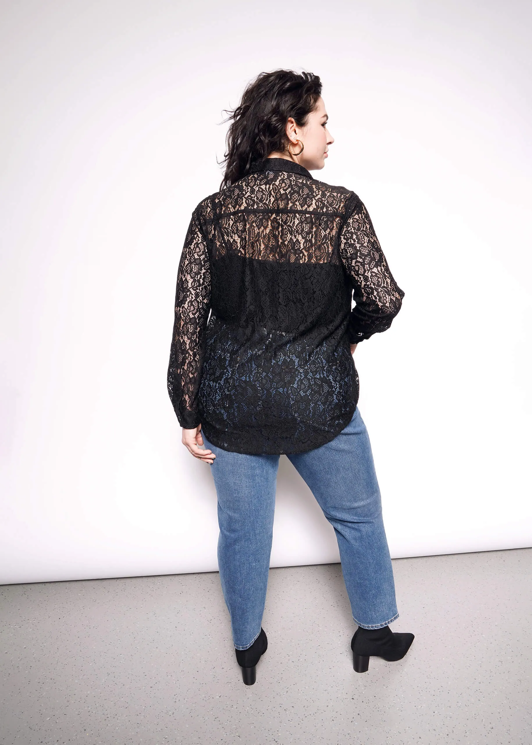 The Empower Lace Long Sleeve Button Up