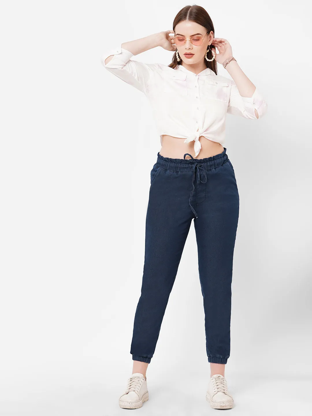 Women High-Rise Denim Jogger