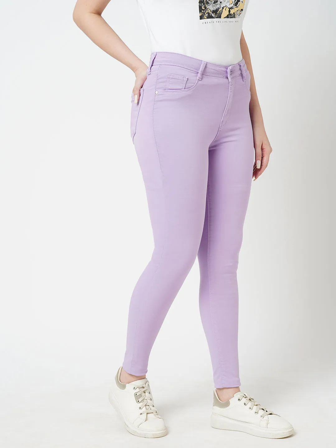 Women Lilac High-Rise Skinny Fit Jeans