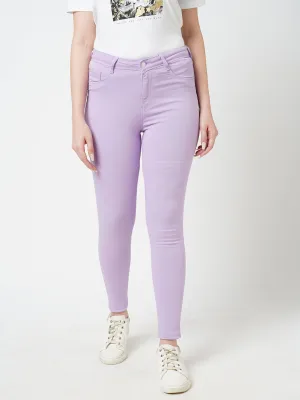 Women Lilac High-Rise Skinny Fit Jeans