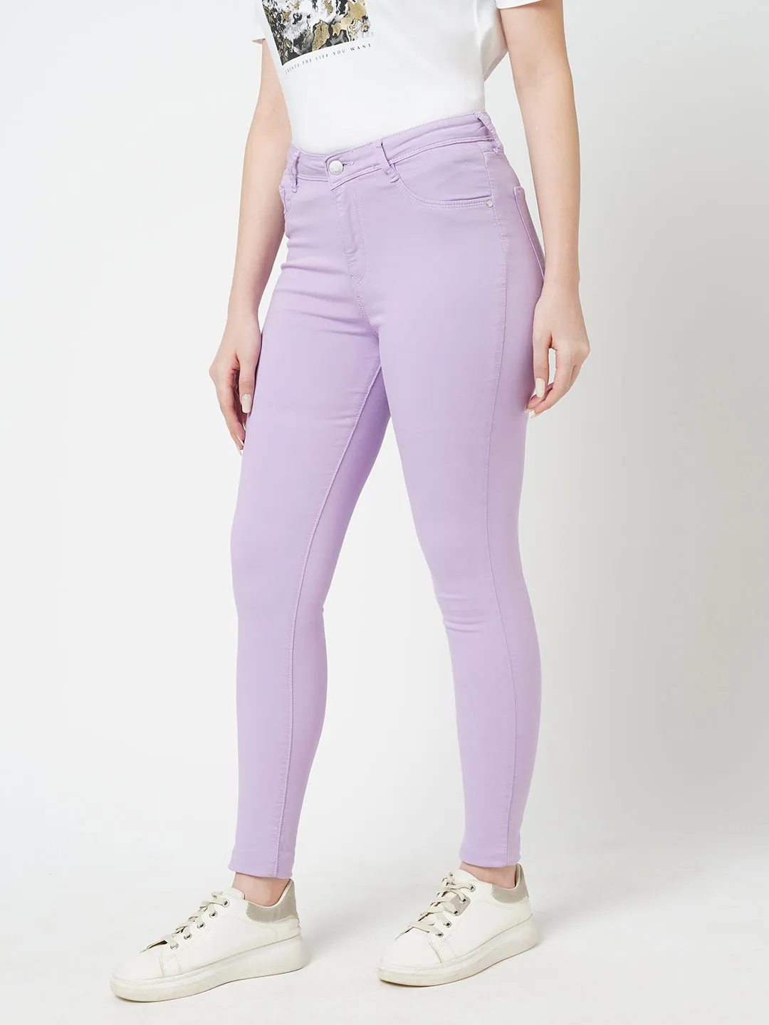 Women Lilac High-Rise Skinny Fit Jeans