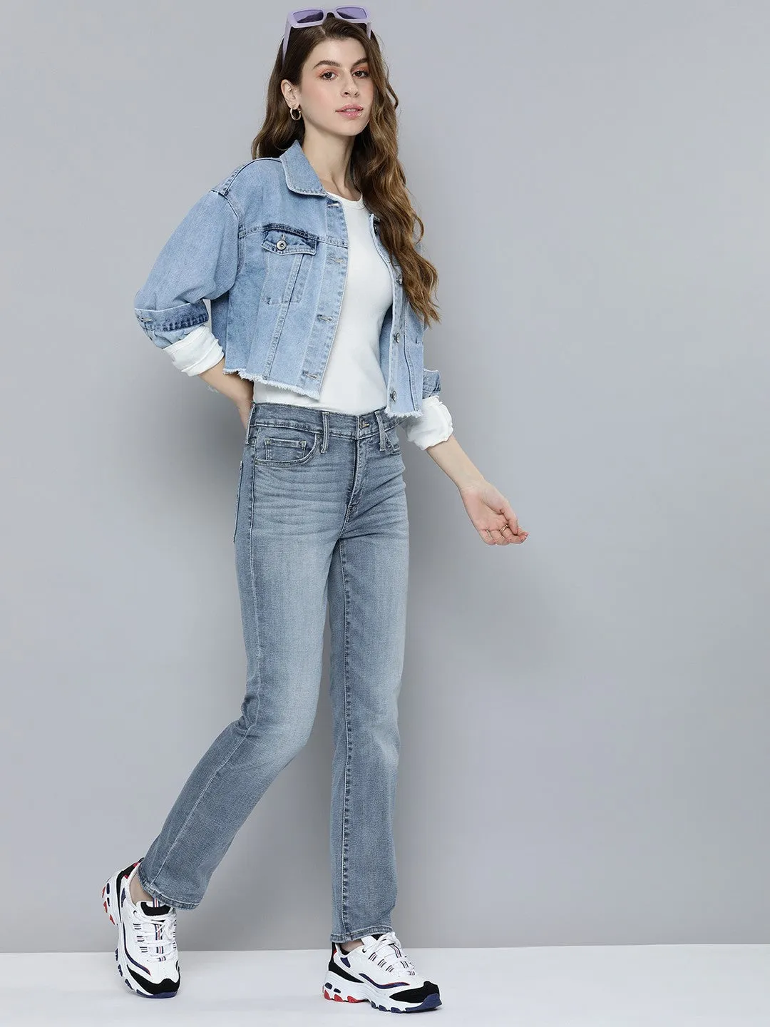 Women's 721 Blue Straight Fit High Rise Jeans