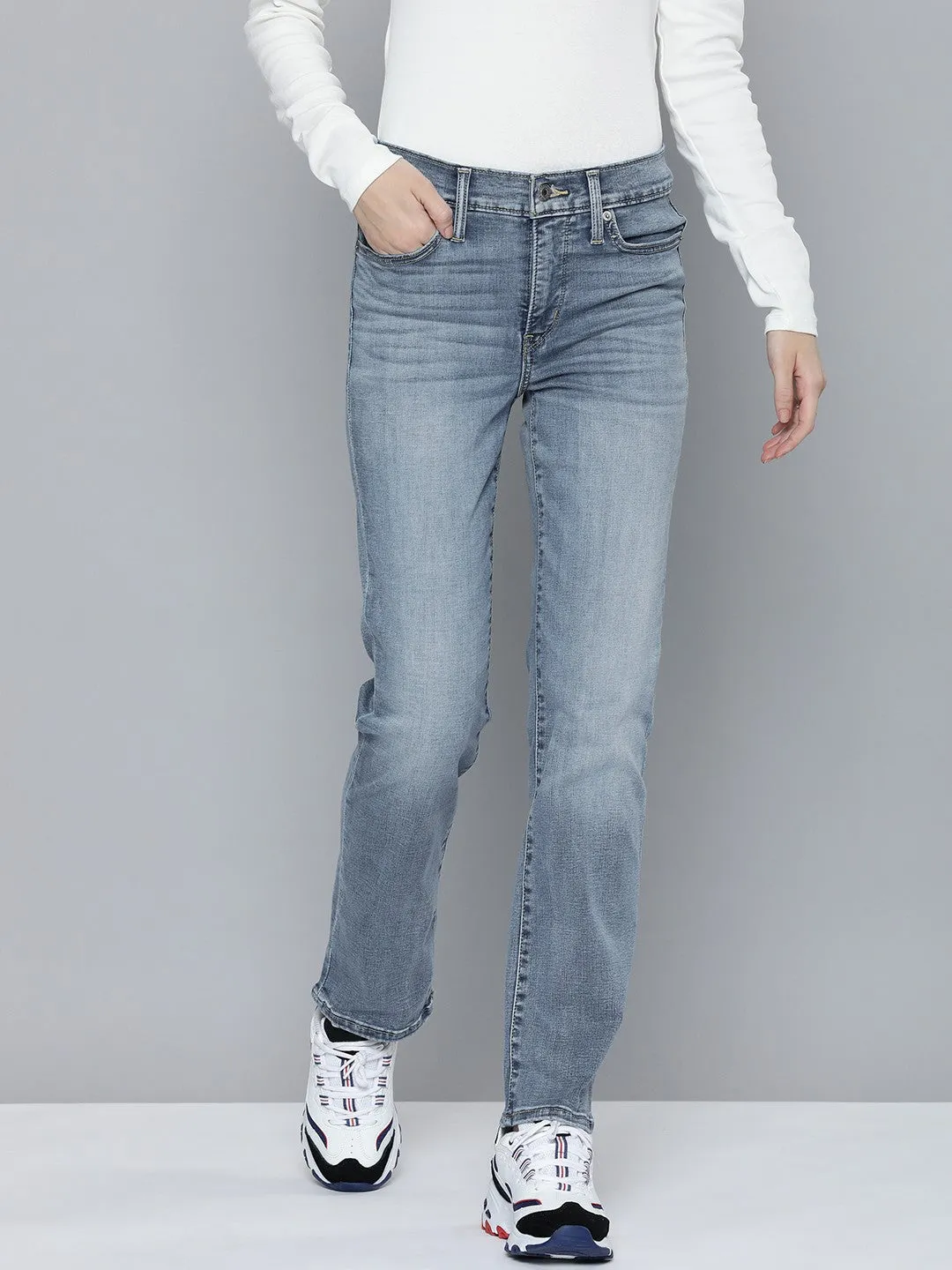 Women's 721 Blue Straight Fit High Rise Jeans