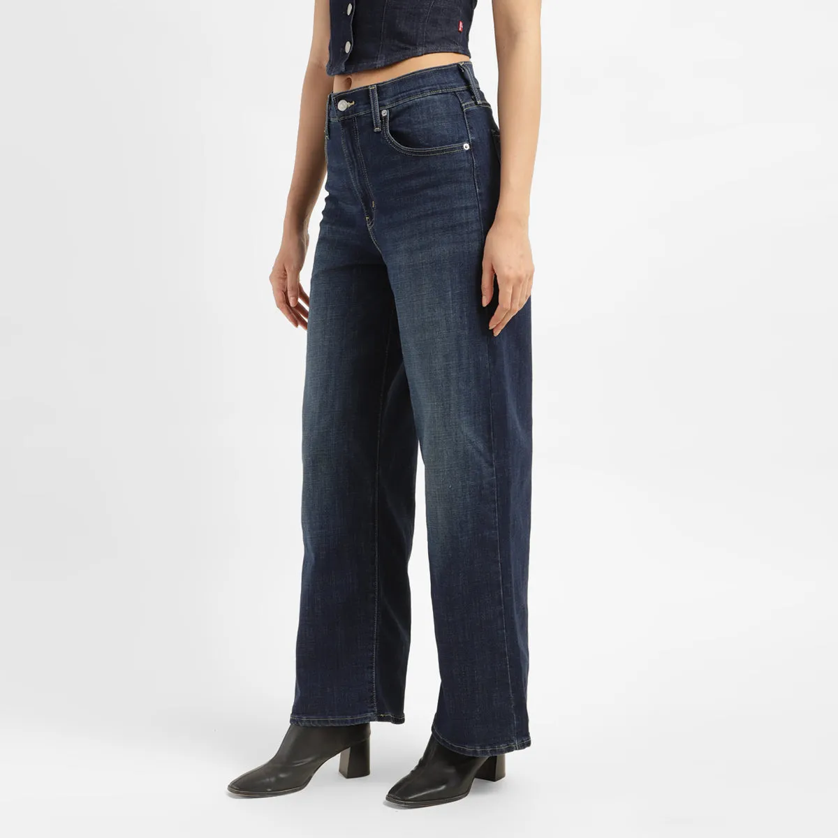 Women's 721 Blue Wideleg Fit High Rise Jeans