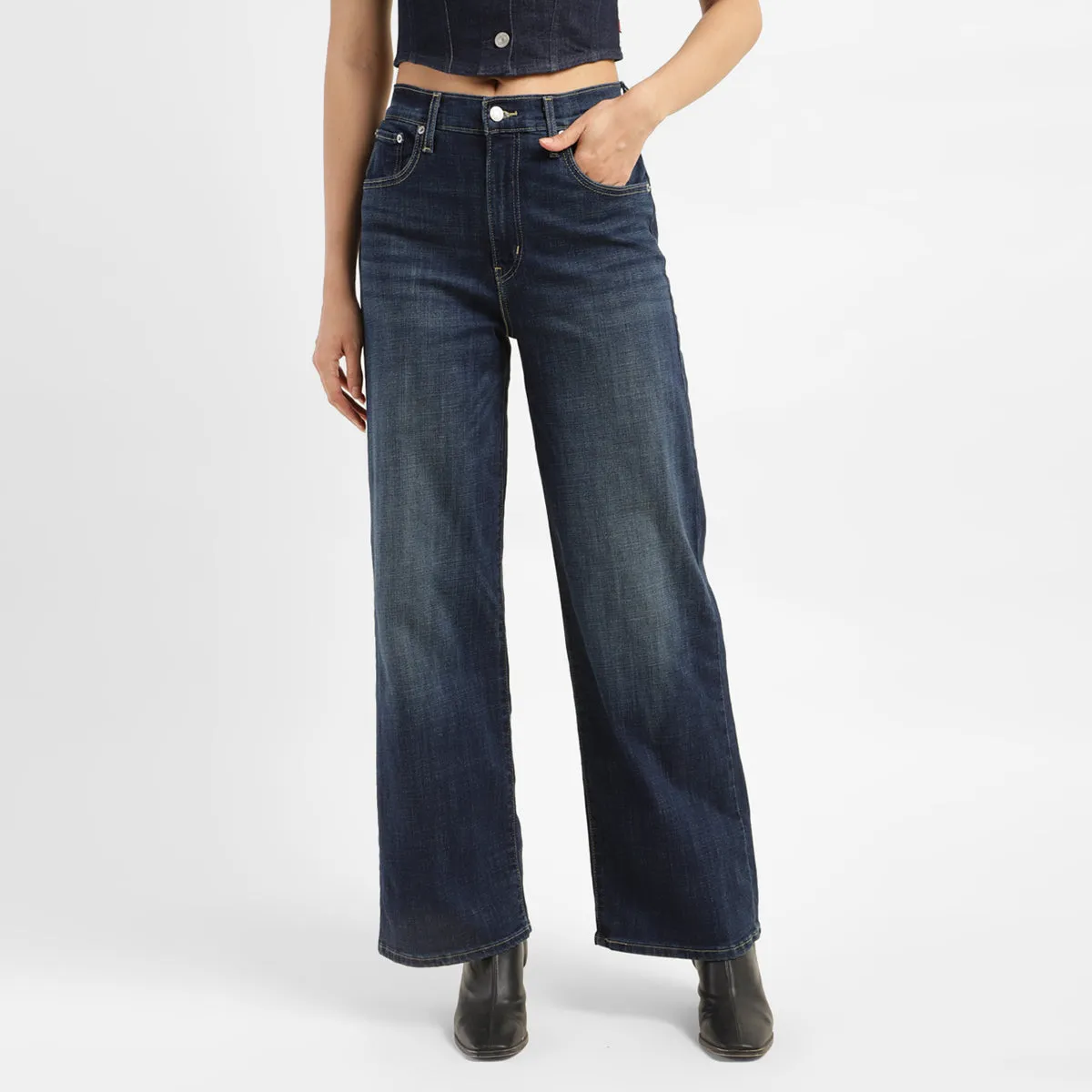 Women's 721 Blue Wideleg Fit High Rise Jeans