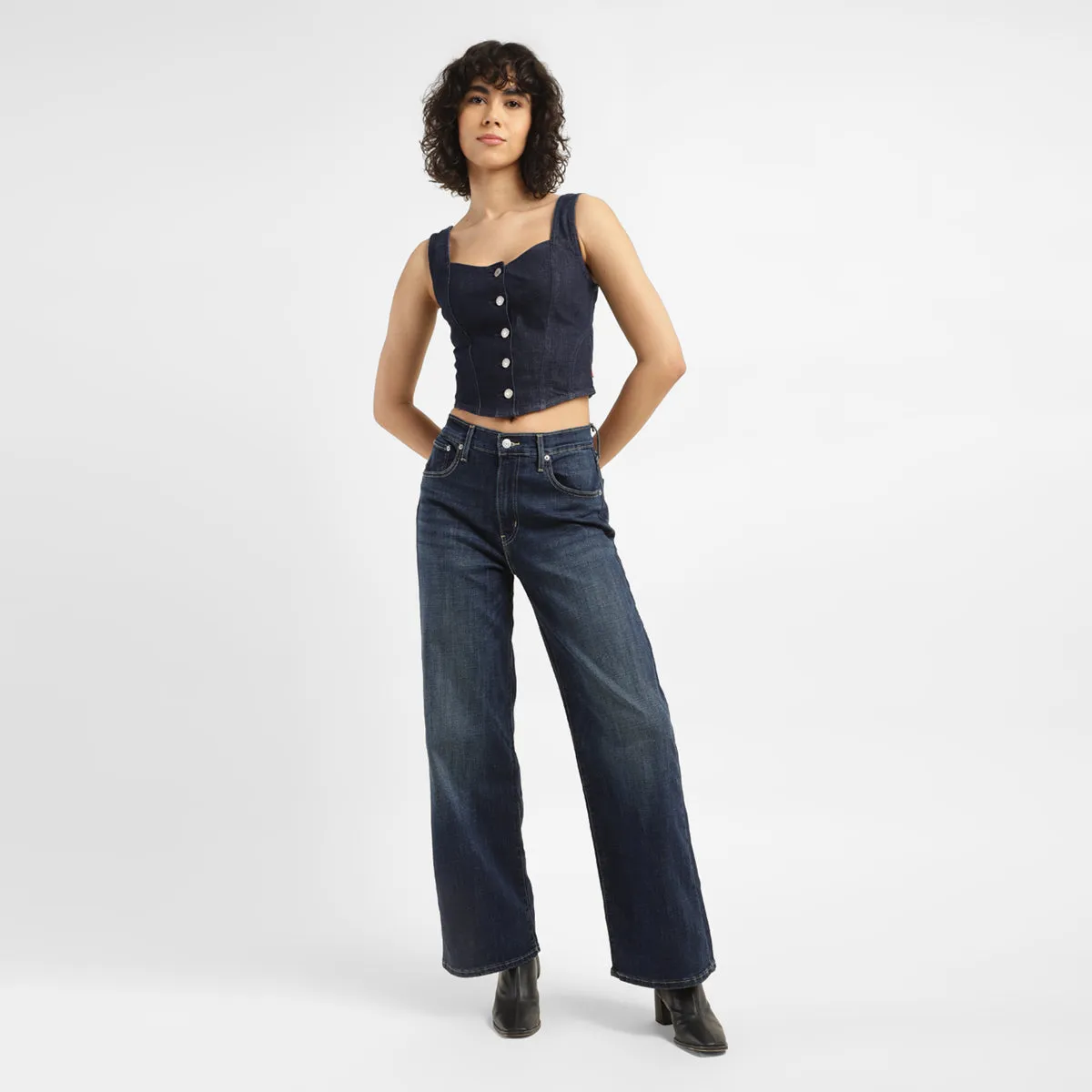 Women's 721 Blue Wideleg Fit High Rise Jeans