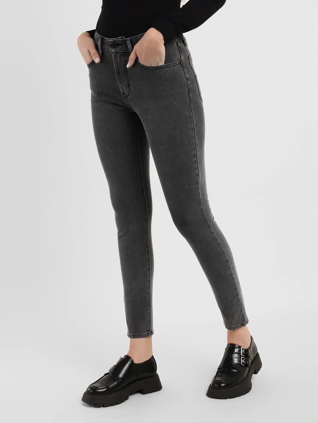 Women's 721 Grey Skinny Fit High Rise Jeans
