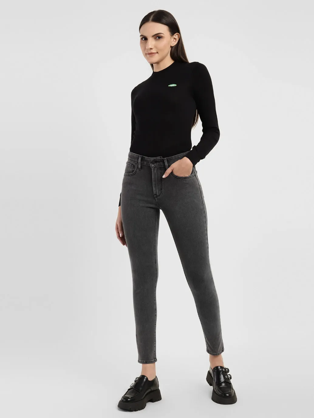 Women's 721 Grey Skinny Fit High Rise Jeans