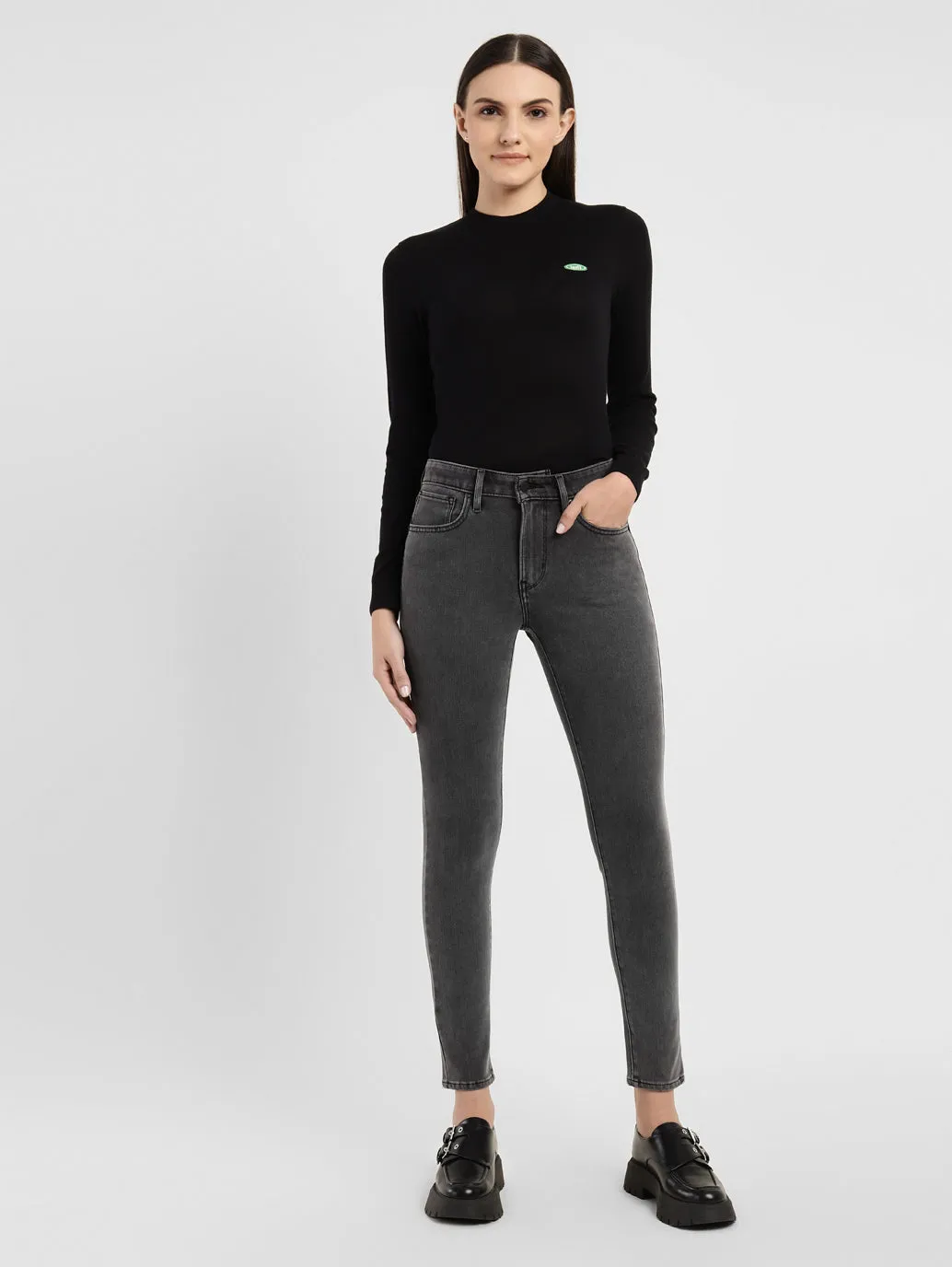 Women's 721 Grey Skinny Fit High Rise Jeans