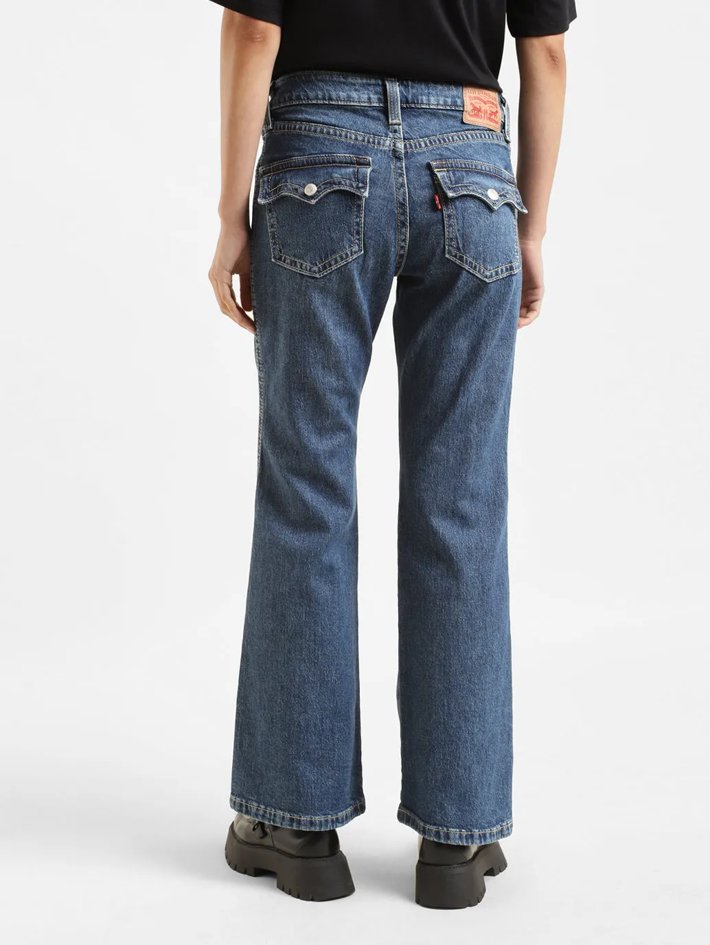 Women's Blue Bootcut Fit High Rise Jeans