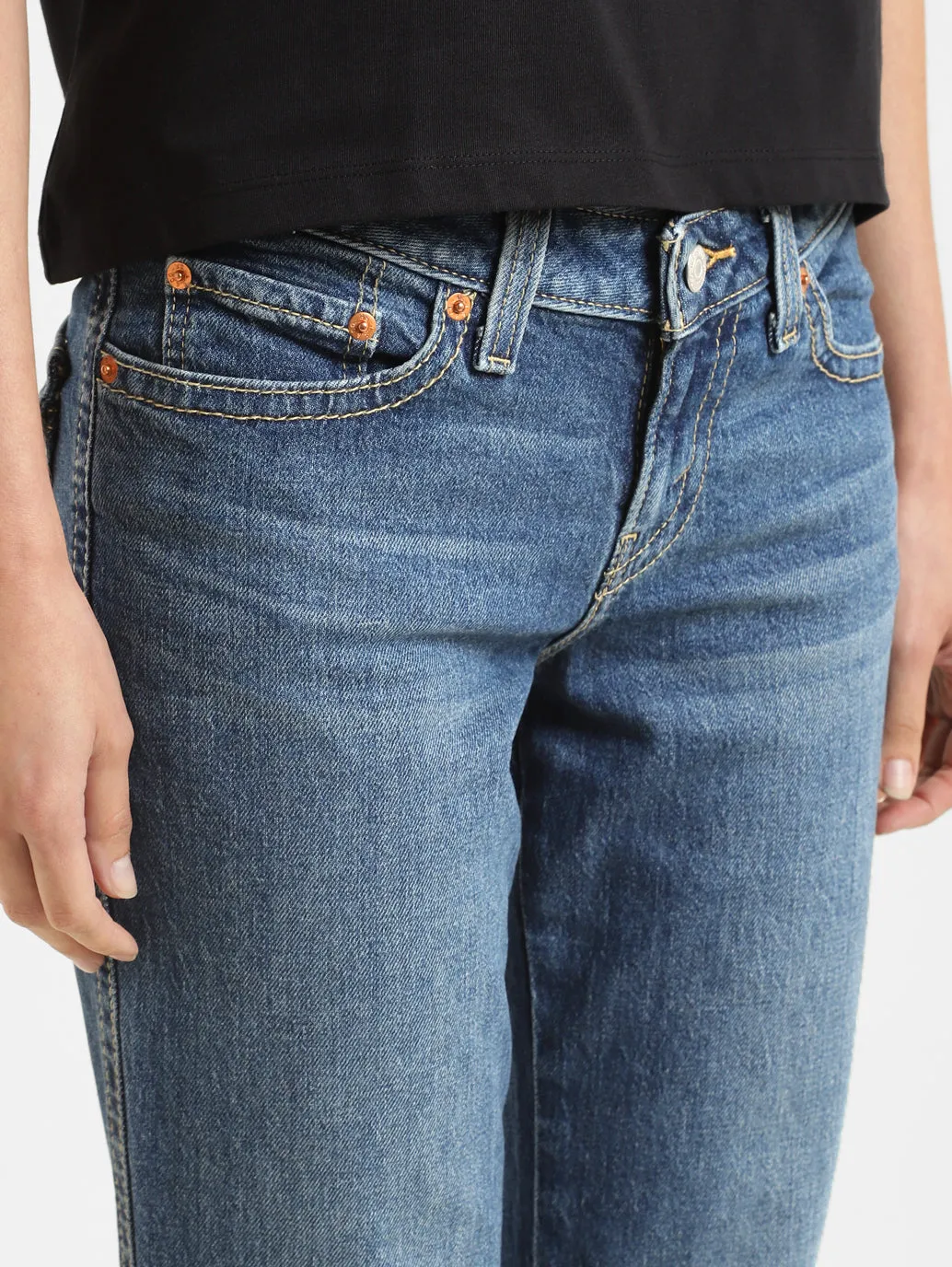 Women's Blue Bootcut Fit High Rise Jeans