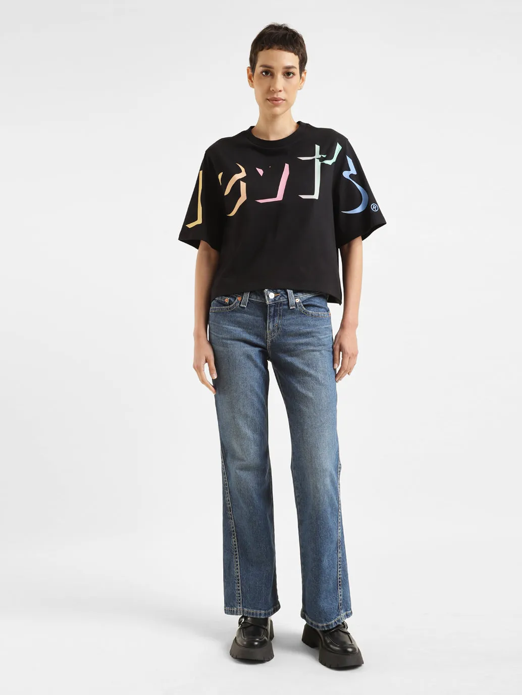 Women's Blue Bootcut Fit High Rise Jeans