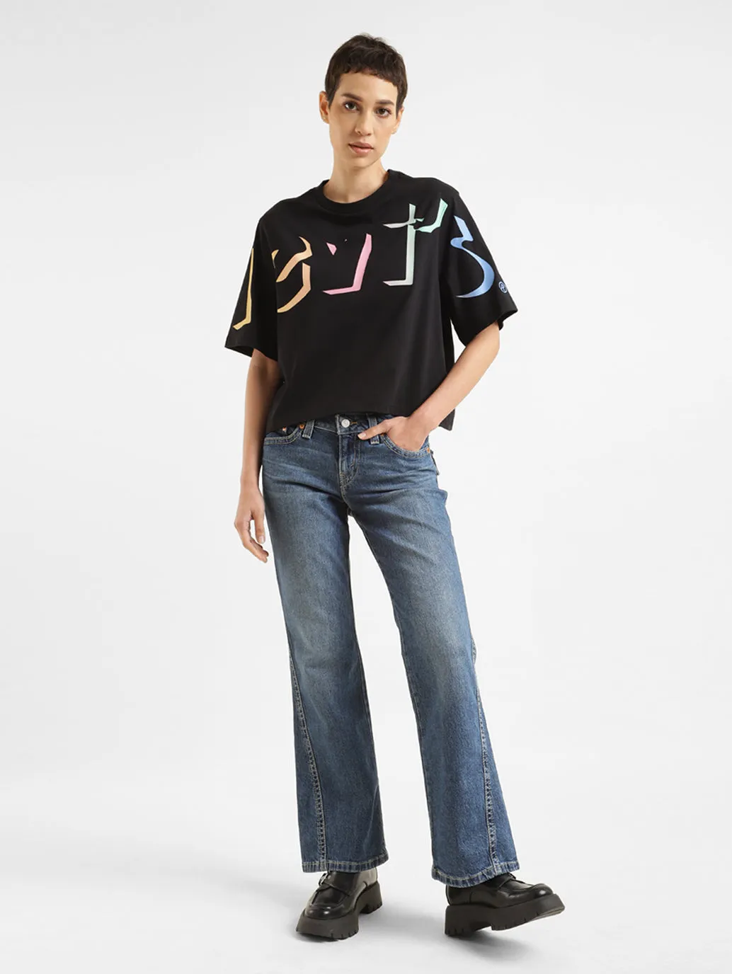 Women's Blue Bootcut Fit High Rise Jeans