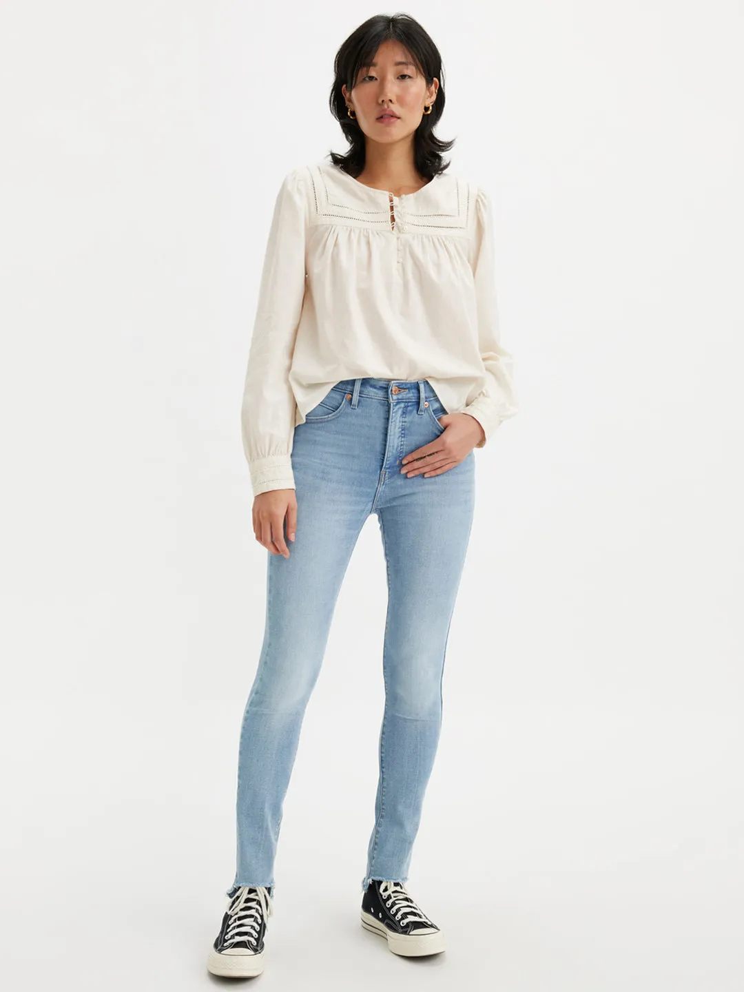 Women's Light Blue Skinny Fit High Rise Jeans