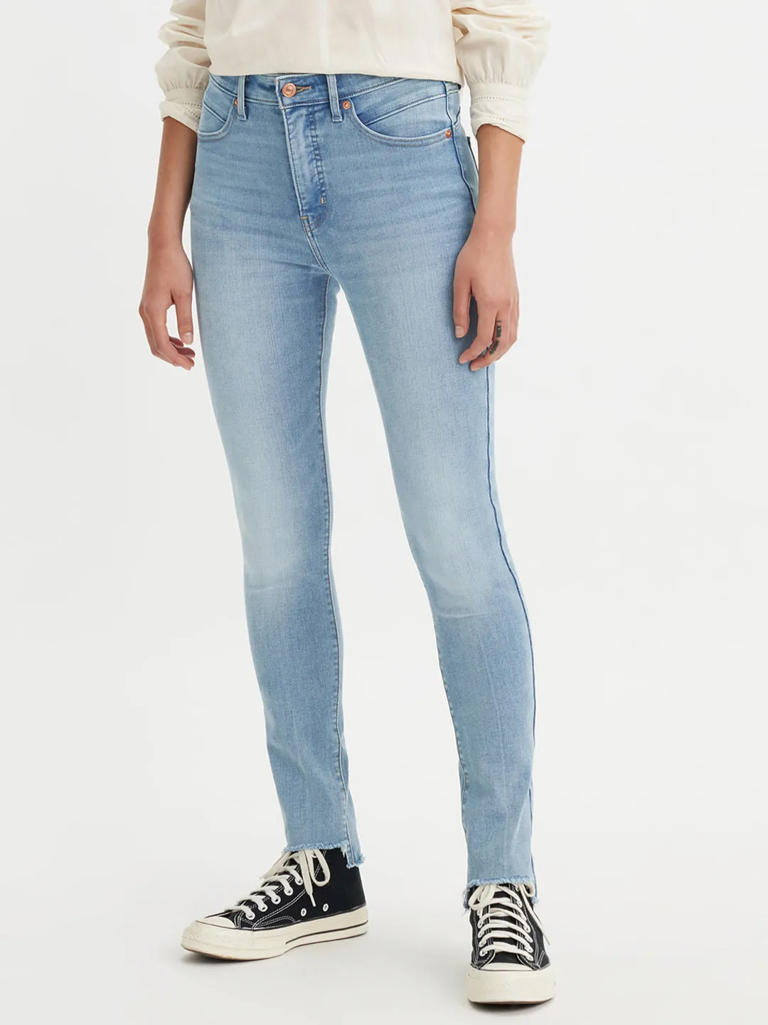 Women's Light Blue Skinny Fit High Rise Jeans