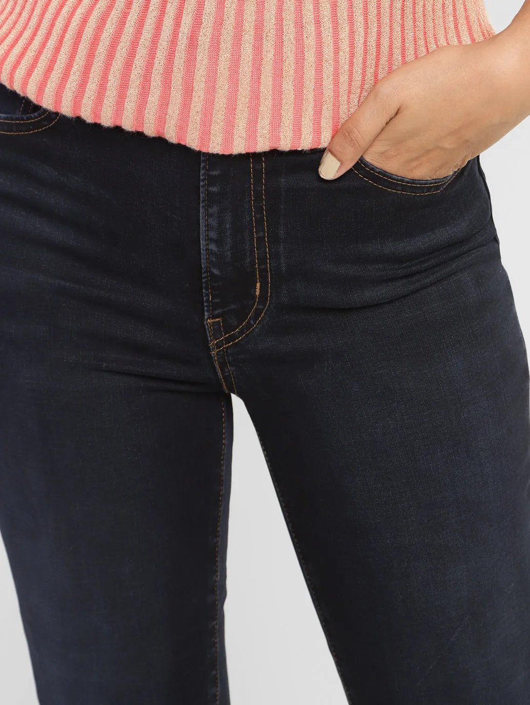 Women's Navy Blue Skinny Fit High Rise Jeans