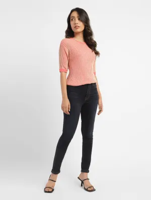 Women's Navy Blue Skinny Fit High Rise Jeans